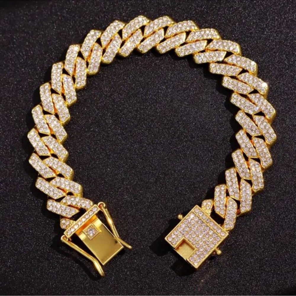 1pc Gold Metallic Bracelet With Rhinestone - Picture 4 of 5